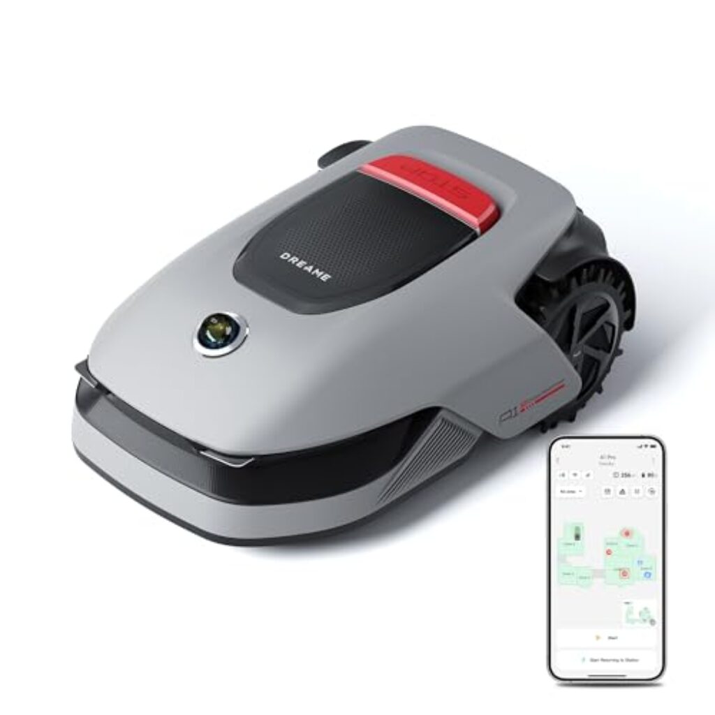 DREAME A1 Pro Tondeuse robotisée Intelligente, Tondeuse à Gazon robotisée sans Fil périmétrique, 2000 m², Contrôle Via App, OmniSense,Gestion intuitive des Zones, Évitement Intelligent des Obstacles